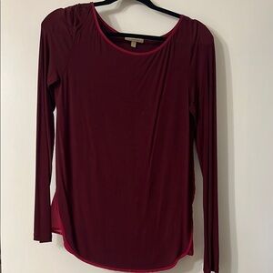 Bordeaux Fitted Red Long Sleeve Blouse
